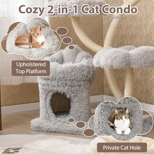 Tangkula Torre para Gatos de 65 Pulgadas con Plataformas y Rascador miniatura 7
