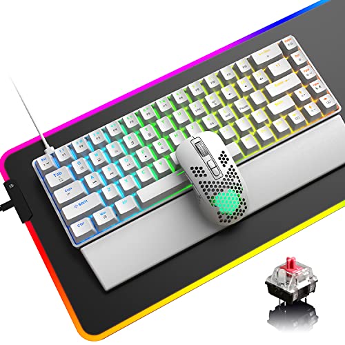 Mechanical Keyboard and Mouse Combo ,RGB Gaming Mouse Pad,Keyboard Wrist Rest ,RGB Backlit Gaming Keyboard 2400 DPI Lightweight Gaming Mouse for PC/Laptop PC Gamer Computer Desktop(Red Switch)