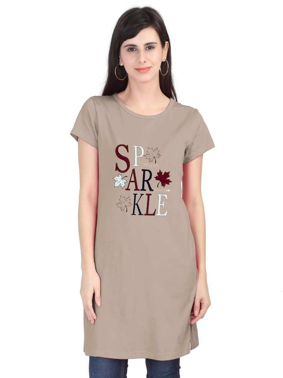 Women's Regular Fit Long Top with Slit-Single Pcs- 100% Cotton