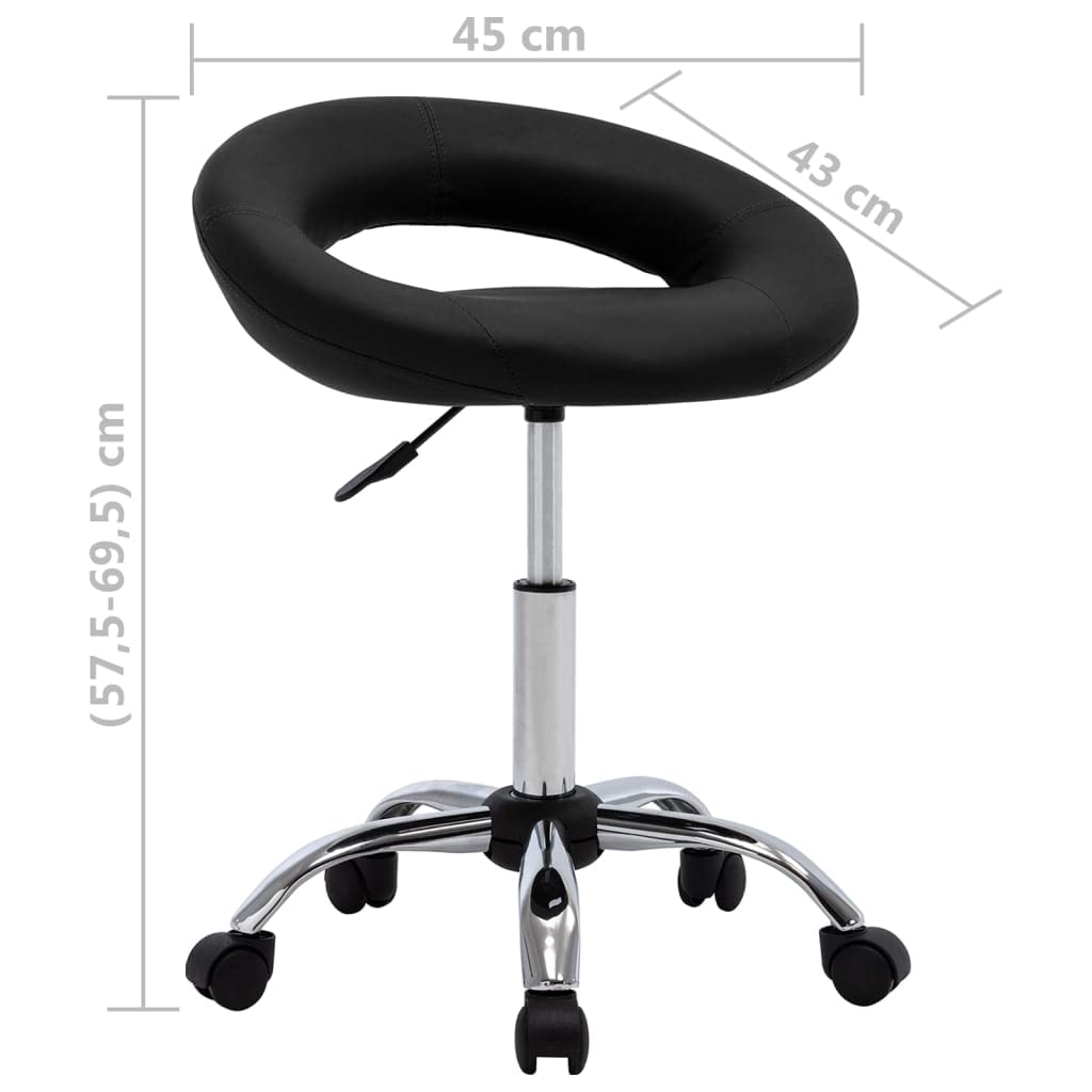 Krzesło do jadalni obrotowe, czarne, sztuczna skóra, z funkcją obrotu o 360 stopni i sprężyną gazową, wyściełane ergonomicznym oparciem, chromowany stelaż stalowy, kółka zapewniają łatwą