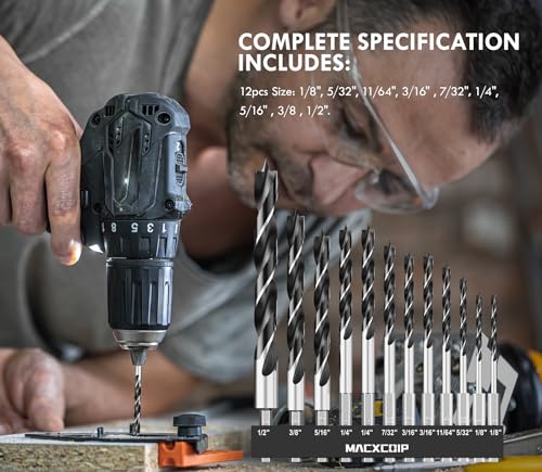 Macxcoip HEX SHANK-12PCS Brad Point Wood Drill Bit Set thumb #4