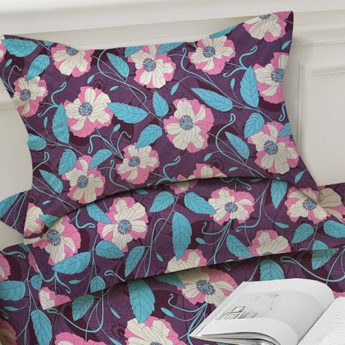 Image of Weave & Decor Super Soft 144 TC 90x90 inches Printed Cotton Double Bed Bedsheet with Two Pillow Covers