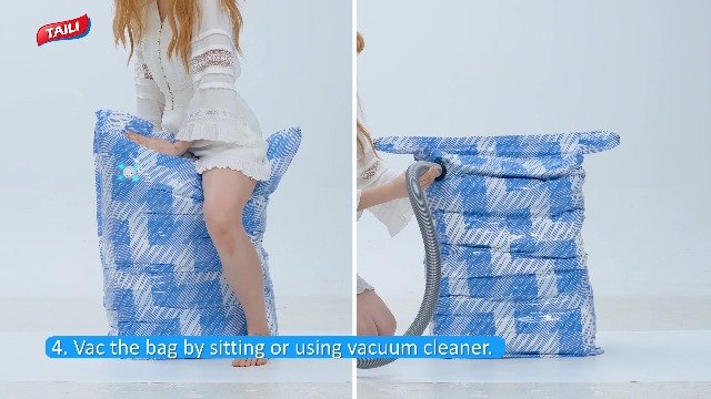 TAILI Vacuum Storage Bags 4 Pack, Jumbo Cube (31x40x15 Inch), Vacuum Seal Bags for Beddings, Comforters, Pillows, Clothes, Space Saving for Closet and Home Storage, Blue Coastline