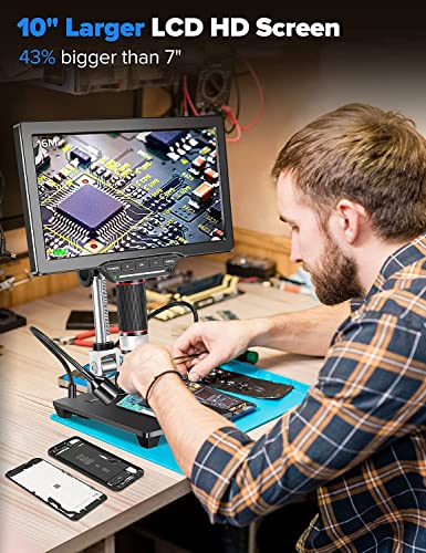 Dcorn 10" Hdmi Lcd Digital Microscope 1500X,Coin Microscope For Adults With 16Mp Camera Sensor,Soldering Microscope With Led Lights Touch Control,Tv/Windows/Mac Compatible,Gift With Coin Guidebook #TOP1