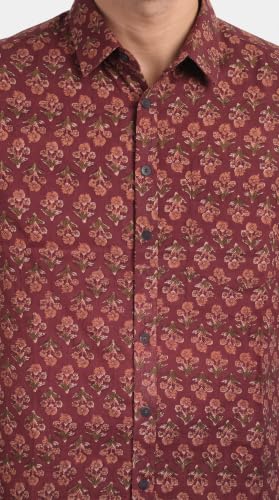 Image of BLOCKS OF INDIA Cotton Hand Block Print Half Sleeves Summer Shirt for Men
