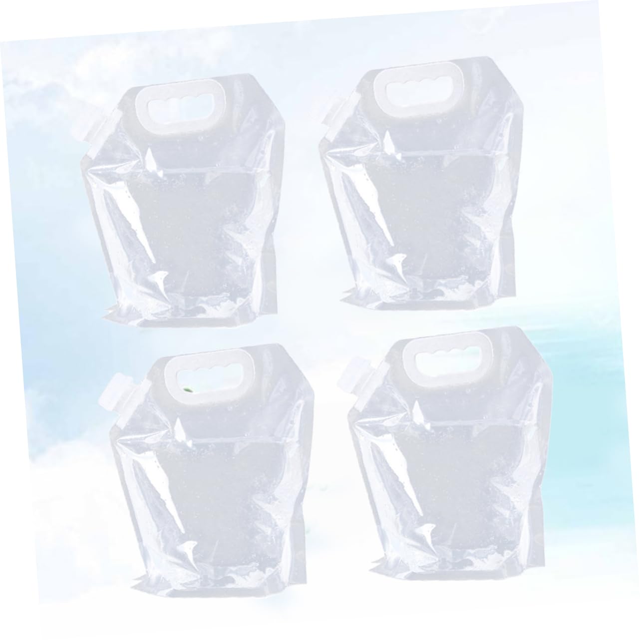 Mikikit 4Pcs Portable Water Storage Container Outdoor Bucket for Hiking Camping and Travel Lightweight and Space Saving Water Bag Transparent