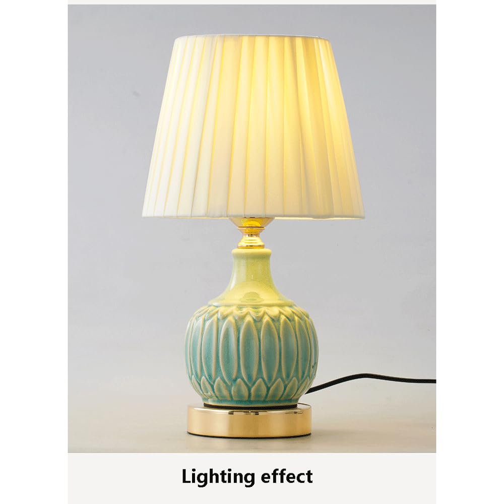 Ceramiczna lampa biurkowa do sypialni gabinet salon prosta retro lampka nocna ciepła luksusowa lampa ściemniana pilot trójkolorowy potężna lampa biurkowa
