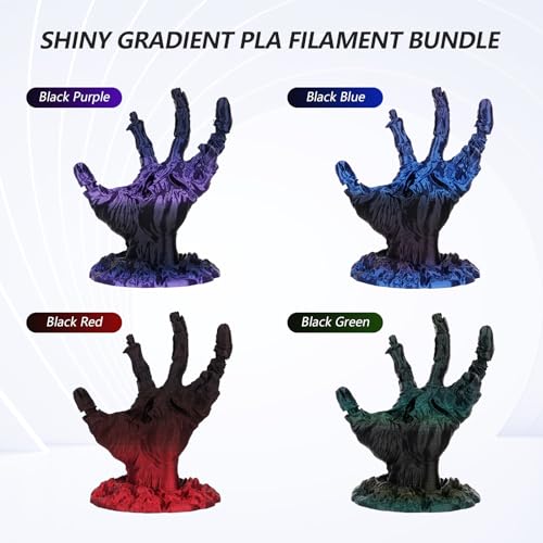 Image of AMOLEN PLA 3D Printer Filament,PLA Filament 1.75mm,Silk Shiny Filament Bundle, Black Red, Blue,Purple,Green, 3D Printing Filament Bundle, 200gX 4 Spools