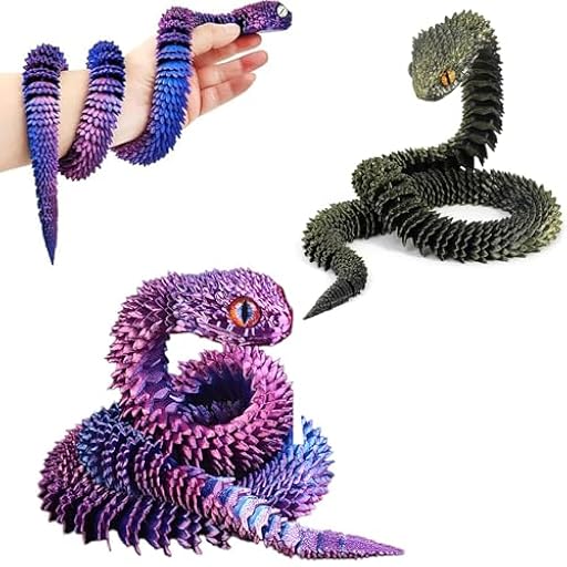 YSTJKD 3D Impreso Serpiente Articulado Juguete, 2 Juguetes 30cm Juguetes De Animales Impresos En 3D, Juguetes Flexibles De Serpientes Fidget Juguetes para Niños con Autismo(Morado, Negro) | Ya disponible en tu tienda friki favorita! En mundofriki.es!