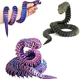 YSTJKD 3D Impreso Serpiente Articulado Juguete, 2 Juguetes 30cm Juguetes De Animales Impresos En 3D, Juguetes Flexibles De Serpientes Fidget Juguetes para Niños con Autismo(Morado, Negro)