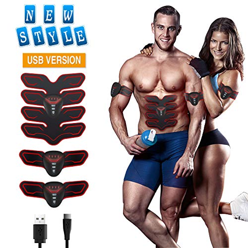 NOWKIN Elettrostimolatore per Addominali, Portatile EMS Addominali Trainer con USB ABS Stimolatore per Addome/Braccio/Gambe/Waist/Glutei/Uomo&Donna ………