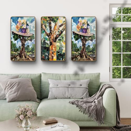 Image of Livin'luxe Set of 3 modern art Madhubani painting Premium Golden Framed Wall paintings for living room, bedroom, home decoration, wall decoration 35 inch x 20 inch SG17