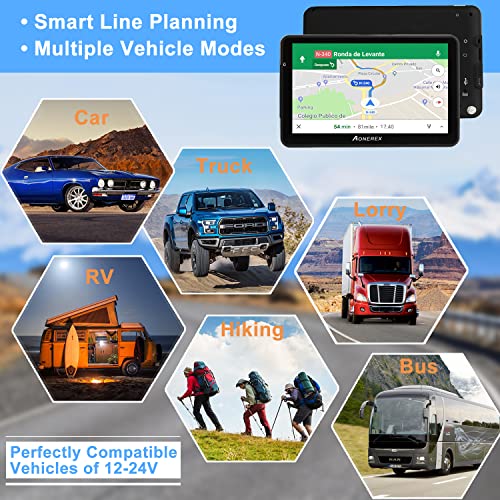 Aonerex 2024 Newest Gps Navigation For Car Truck Navigator 2024 Us Maps 7 Inch Touch Screen Vehicle Gps Commercial Trucker Satellite Navigation Voice Speeding Warning thumb #3
