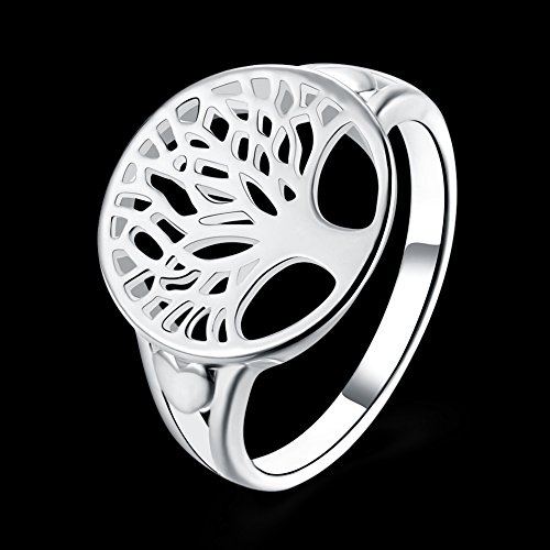 Cutesmile Fashion Jewelry 925 Sterling Silver Tree of Life Ring Jewelry Wedding Women Cute Size 6-9 (6)2