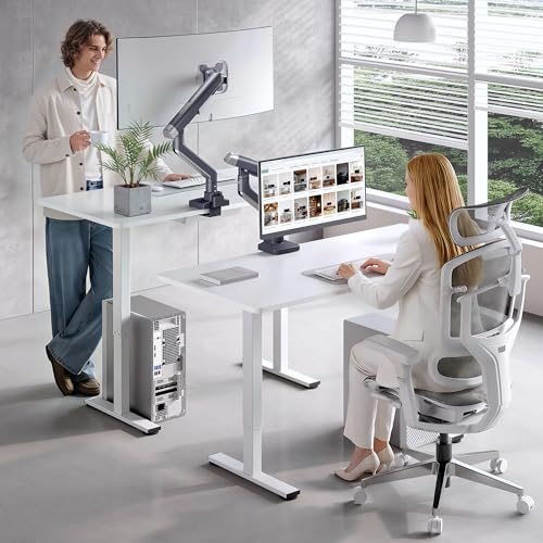 Image of FlexiSpot Single Monitor Arm, Premium Aluminum Monitor Desk Mount Fits Screen up to 39 Inches, Fully Adjustable Monitor Stand with C-Clamp & Grommet Base, Holds 6.61 to 26.46 lbs, Gun Gray
