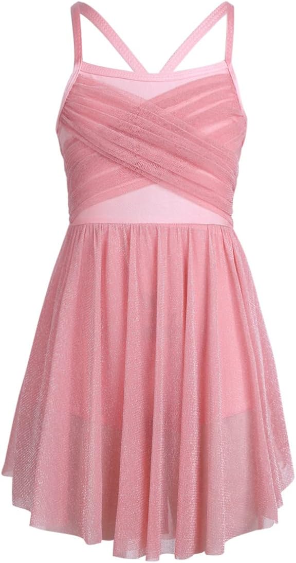 Manyakai Kids Girls Lyrical Camisole Tutu Dress Contemporary Modern Dance Costumes Ballroom Dancewear