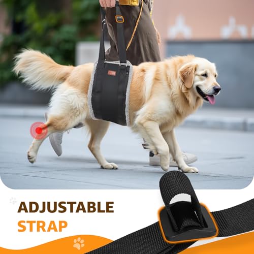 Image of Adjustable Dog Lift Harness, Dog Sling for Large Dogs Hind Leg Support, Soft Lift Support Helps Senior, Injured, Disabled and After ACL Surgery Dogs-Black & Grey (X-Large)