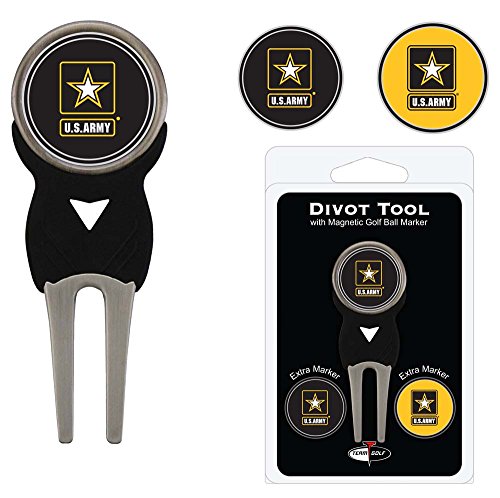 Team Golf Military Army Divot Tool with 3 Golf Ball Markers Pack, Markers
