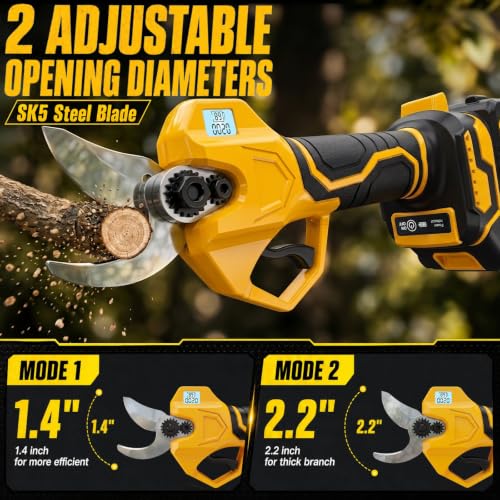 Image of 2-in-1 Cordless Pole Pruner, 2.2 inch Opening Electric Shears, 2x2.0Ah Battery