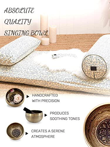 Monahito Tibetan Singing Bowl Set, Himalayan Meditation Sound Bowl Proudly Handcrafted In Nepal For Yoga, Relaxation, Mindfulness, Stress Relief, Chakra Healing - Four Buddha 4.2" #TOP4