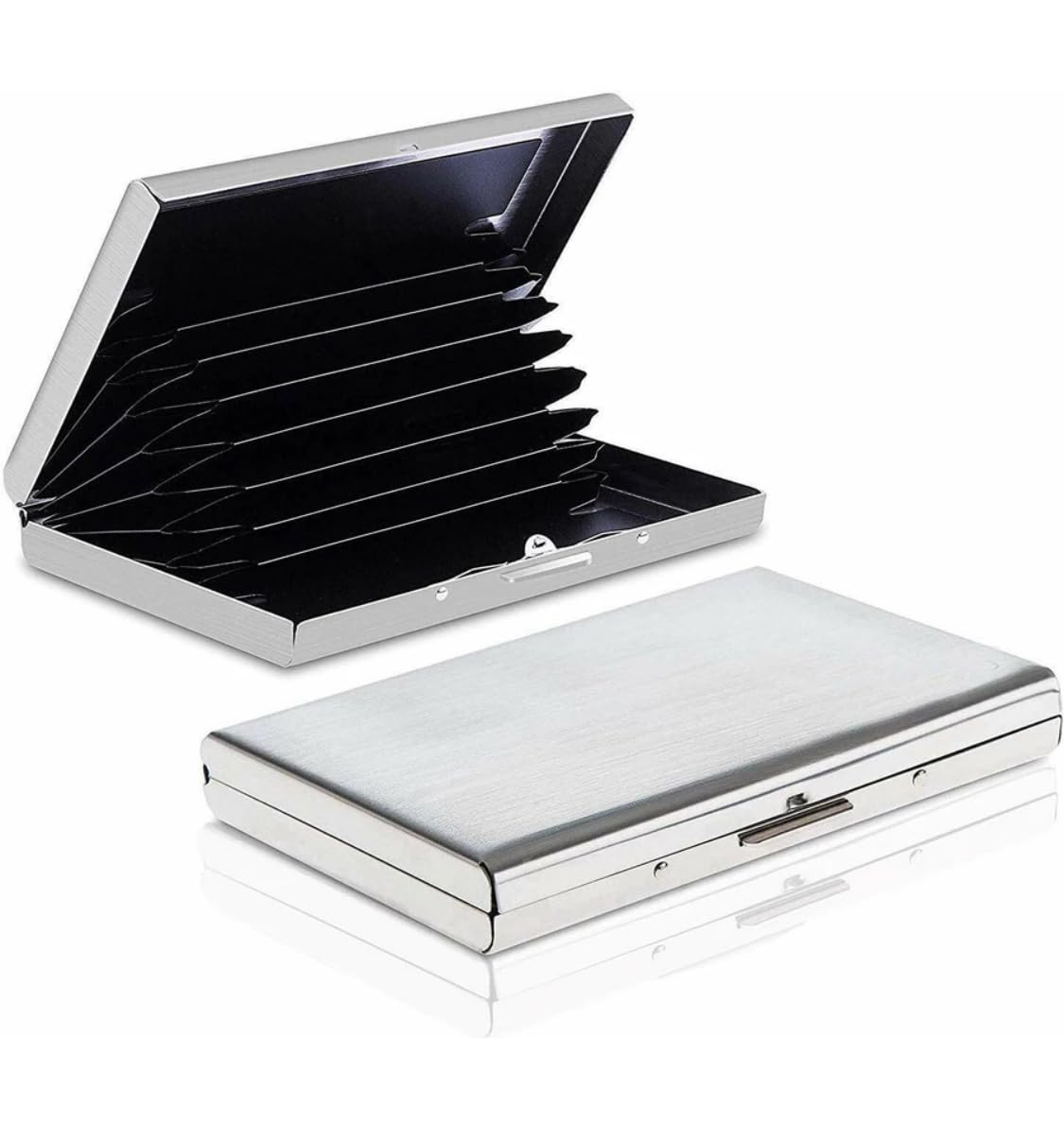 Trendy 8 Slots Credit Card Holder RFID Protected Stainless Steel Credit Card Wallet Slim Metal Credit Card Case for Men and Women (Matt-Silver)-image-41
