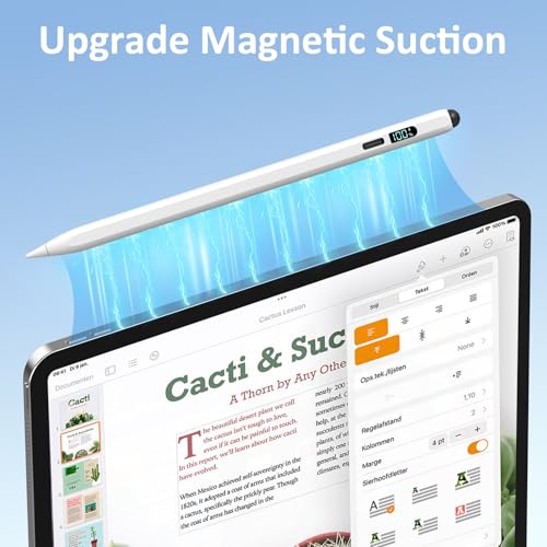 Image of DIGIROOT iPad Pencil LED Display 15 Mins Fast Charge Stylus Pen for iPad with Palm Rejection for 2018-2025 iPad Air 3 /4 /5 /M2 /M3, iPad mini 5 /6, iPad 6 /7 /8 /9 /10 /11, iPad Pro 11 inch,12.9 inch&M4 (White)