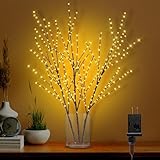 33in Lighted Branches with 180 LED Lights, Twinkling Light Up Tree with Timer, DIY Flexible Lighted Branches for Home Décor, Bedroom, Wedding, Party