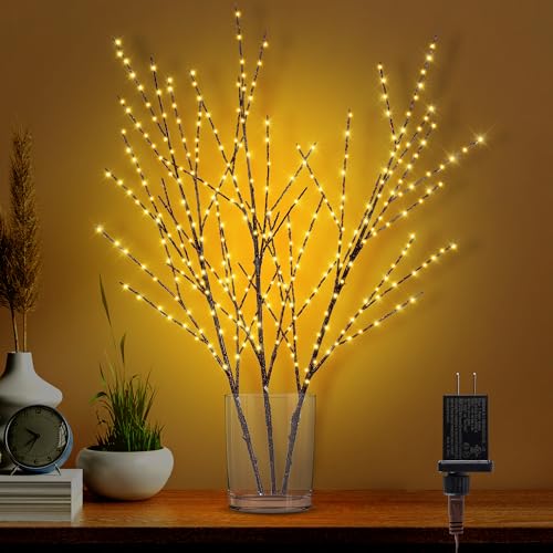 CAMANTU 33in Lighted Branches with 180 LED Lights Plug in Twig Lights