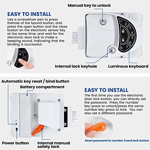 Deshan Rv Keyless Entry Door Lock, With 2 Electronic Induction Keys, 4 Keys, Screwdriver And Backlit Keypad, 100% Metal Rv Door Lock Latch Handle, Will Only Fit 2.75" X 3.75" Lock Hole #TOP4