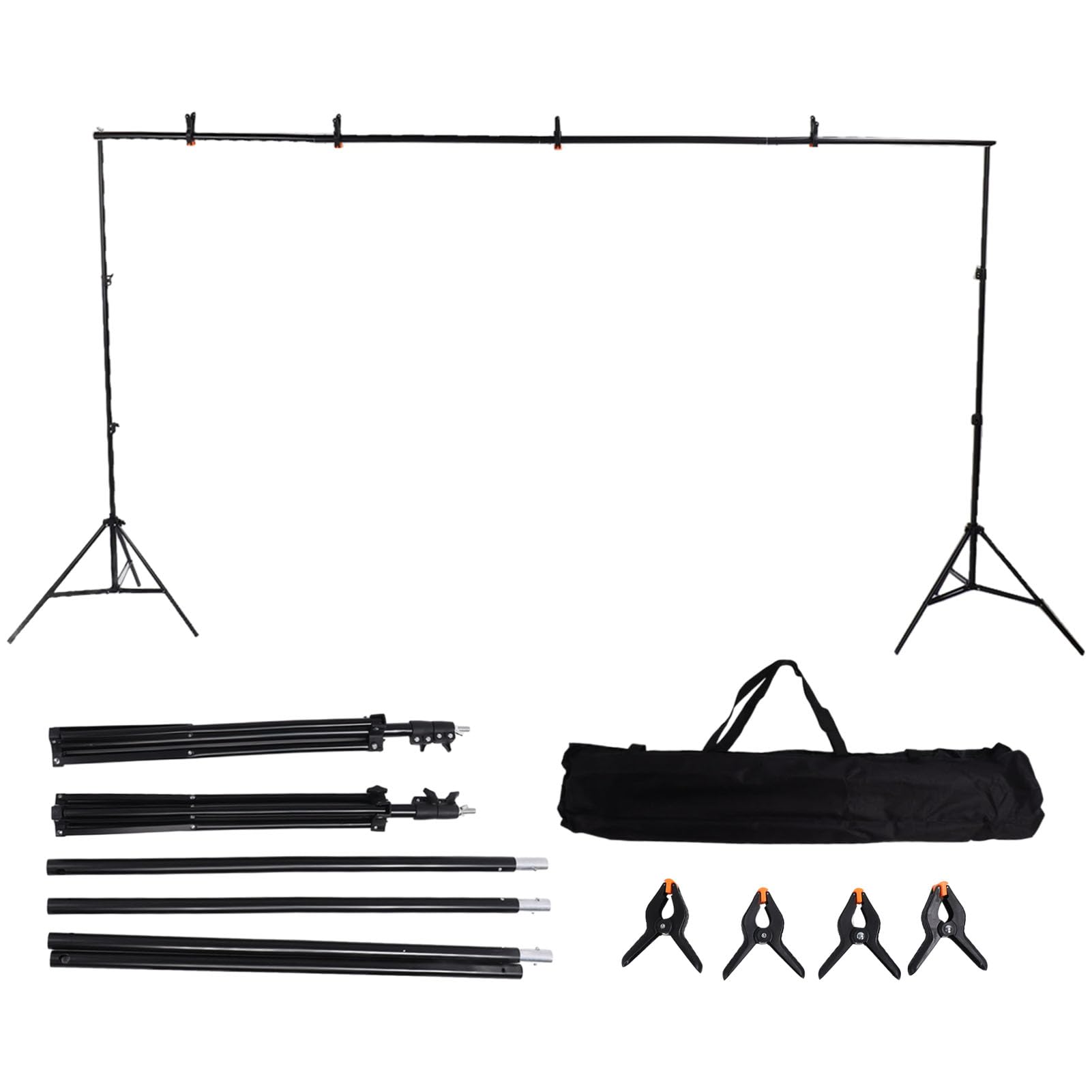 Asixxsix Supporto per Fondale Resistenti, Kit Supporto per Fondale Fotografo Regolabile da 10 Piedi/di Laarghezza e 6,6 Piedi/2 M di Altezza Regolabile di Support per