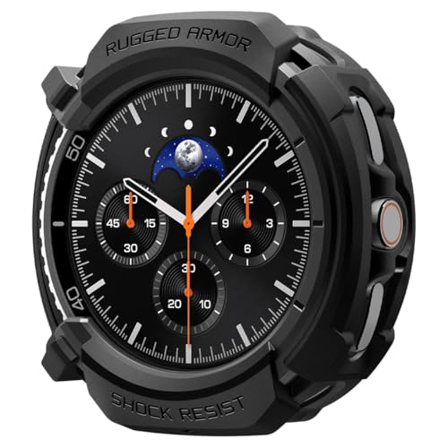 Spigen Rugged Armor Designed for Samsung Galaxy Watch 8 Classic 46mm Case Durable TPU Cover (2025) - Matte Black