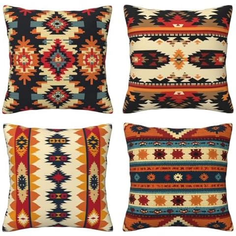 HOSTECCO Aztec Cushion Covers Set of 4 Cover