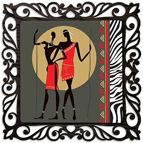 Image of Casa Rica Photo Frame Painting Wall Hanging home decoration for Wall, Living /Bed Room, Lobby(12inch x12inch) Laser Cut(Multicolor) (African Modern Art 2)