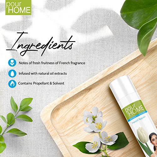 Image of POUR HOME French Flora & French Fusion Room Air Freshener Spray - 220ML Each (Pack of 2)| Long-Lasting Fragrance - Reduces Odours - Suitable for Home & Office