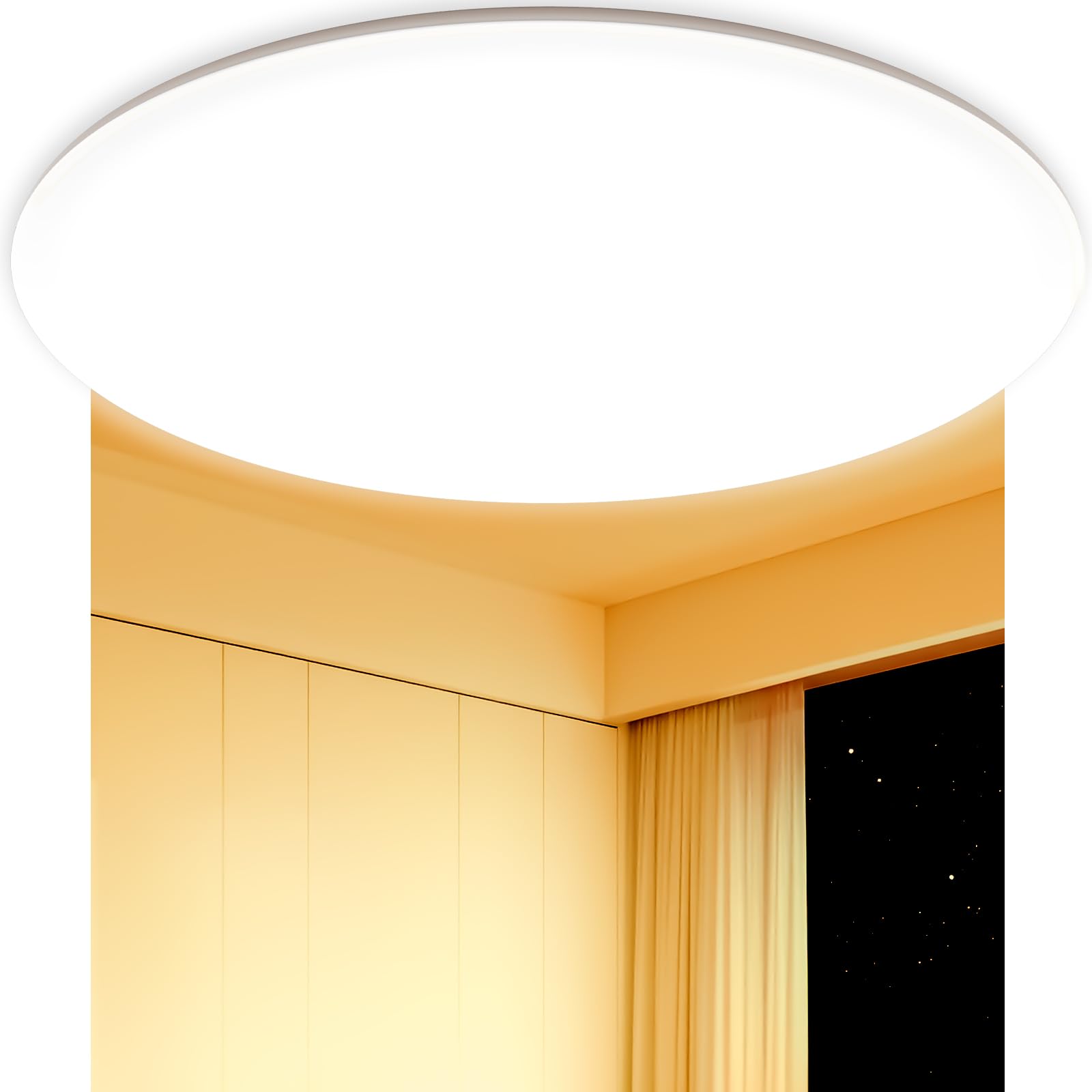 Swoieltr Warm White Led Flush Ceiling Light, 2800Lm 24W 3000K Ufo Design Bathroom Light Ip54 Waterproof Ultra Thin For Bedroom Living Room Indoor Home Lighting, Ø30cm Warm