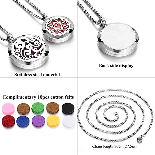 Aromatherapy Essential Oil Diffuser Necklace Tree of Life Cloud Design Stainless Steel Locket Pendant Christmas Birthday Gift for Women Men XN059-060-2 - Image 4