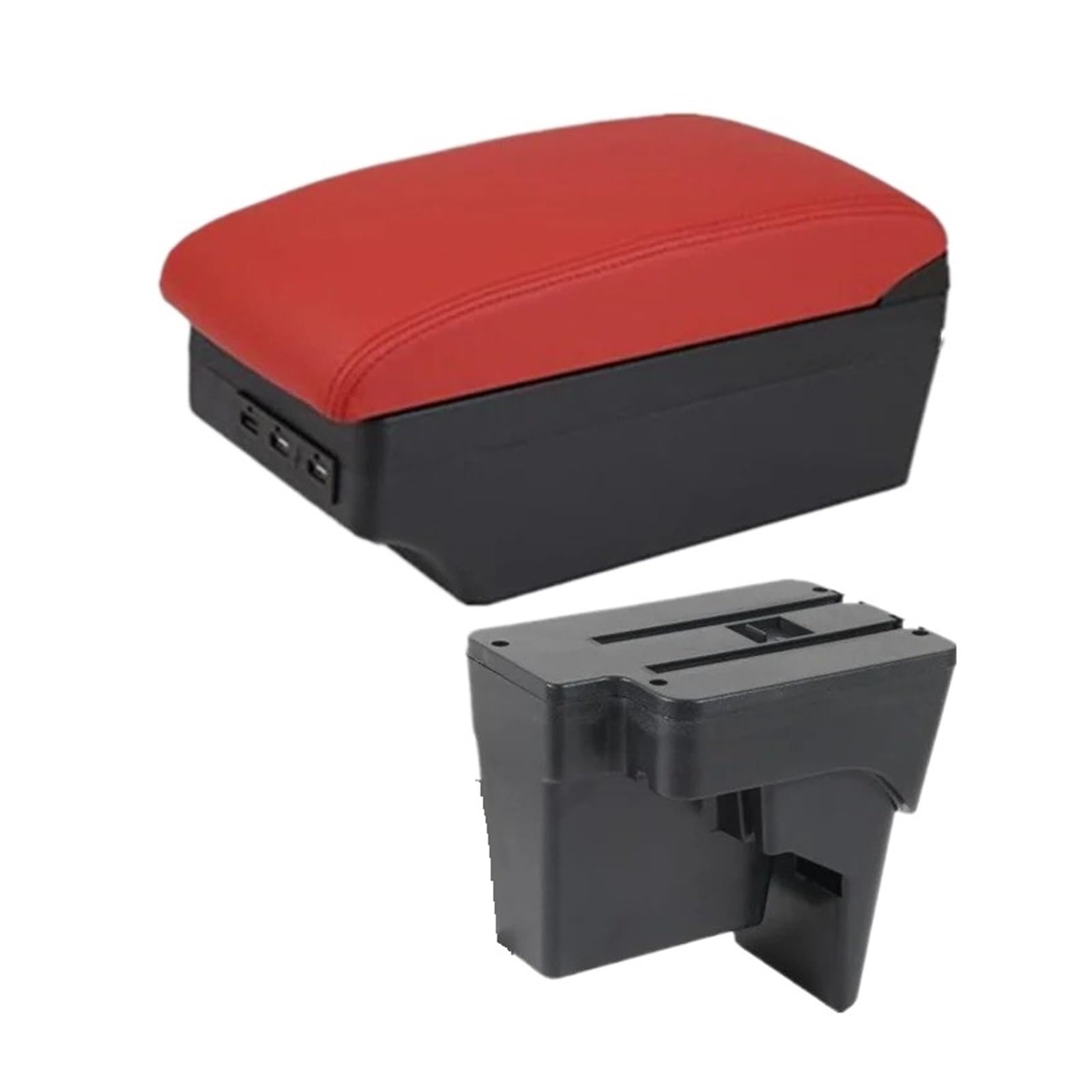 Ecbugat C4 Red 7Usb For Kia For K3 Bl7 2023 2024 2025 Car Armrest Storage Box Dedicated Retrofit Interior Accessories Car Armrest Box(C4 Red 7Usb)