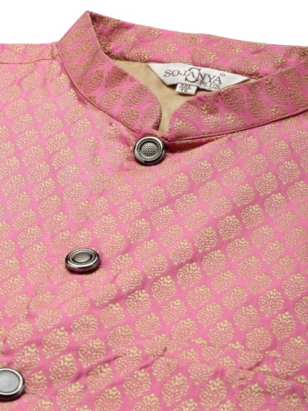 Image of SOJANYA (Since 1958, Men's Silk Blend Grey Kurta Pyjama & Silk Blend Jacket Combo
