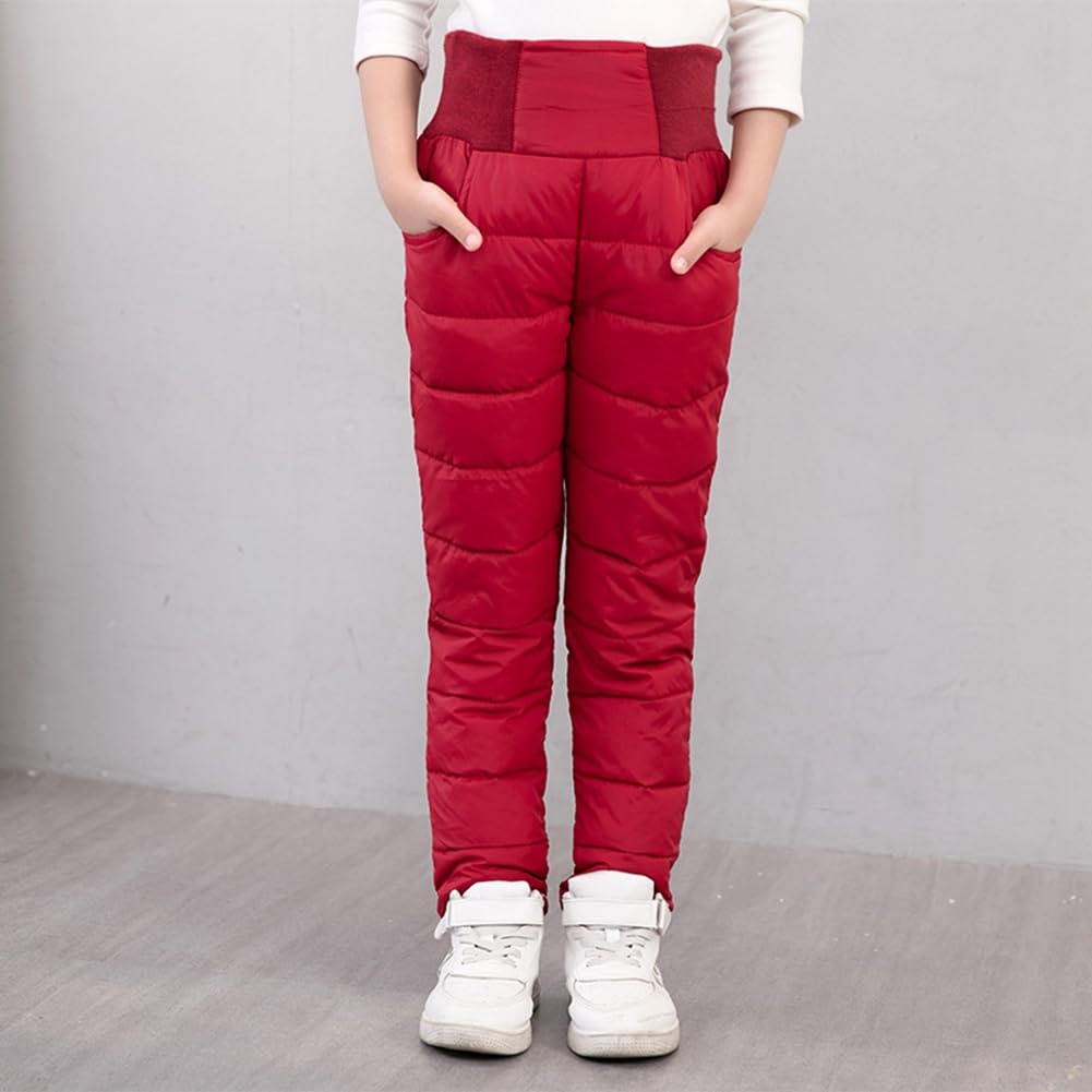 Unisex Jungen Mädchen Schneehose Solide Hohe Taille Dicke Winter Warme Jogger Hose Elastischer Bund Schneehose für Kinder 2-10T Kinder Activewear Kleidung