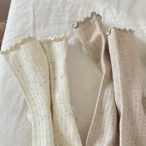 zrylibya Women Cute Ruffle Ankle Socks Scalloped Pointelle Solid Basic Style Casual Crew Socks 4 Pairs2