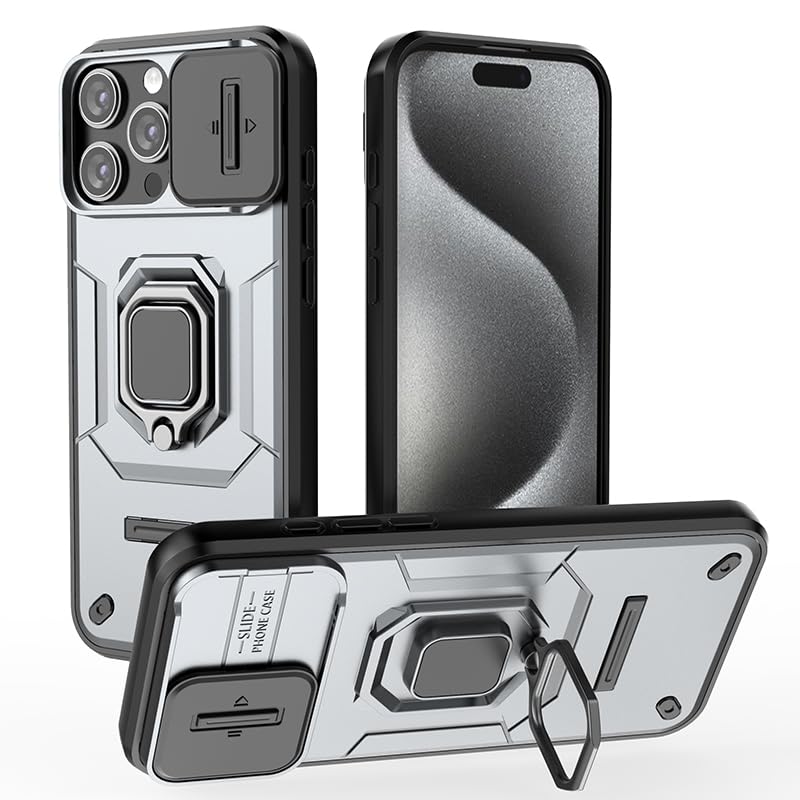 Etui na telefon komórkowy do Apple iPhone 17 Pro, uchwyt samochodowy, przesuwne okno, odporne na wstrząsy, ochronne etui na telefon, wojskowe, ochrona obiektywu, szare
