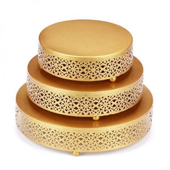 KINMRIS Round metal cake stand,cupcake stand, cake stand holder, dessert display, cake stand, wedding, birthday party (Gold)