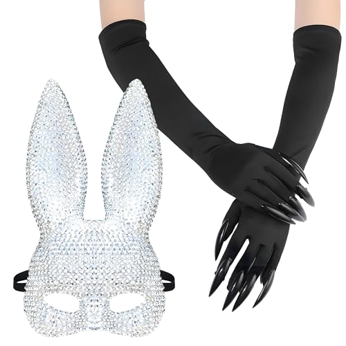 KatchOn Halloween Witch Costume Set | Witch Hat Claw Gloves & Bunny Mask| Witch Accessories for Women|Halloween Decorations