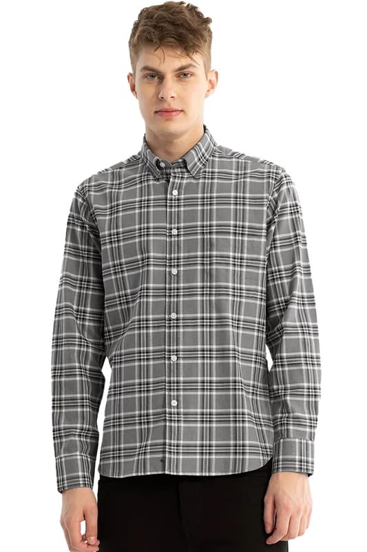 Image of Men's Cotton Casual Printed Checkered Stylish Shirt for Men