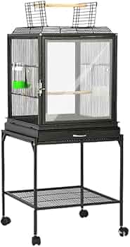 Amazon | キャスター付き大型バードケージ、移動や掃除が簡単、屋外