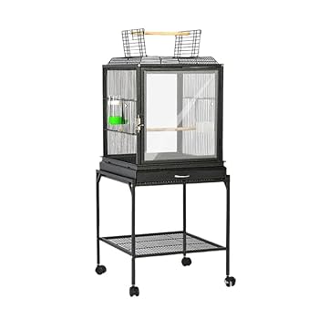 Amazon | キャスター付き大型バードケージ、移動や掃除が簡単