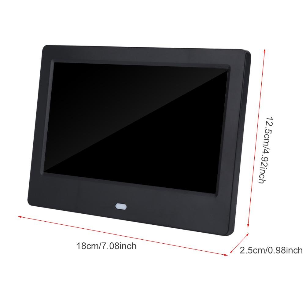 VBESTLIFE 7 "HD Marco de Fotos Multifuncional Digital Pantalla de Fotos Reproductor de Música y Películas Función de Alarm Reloj Compatible con SD, MS, U Disco(Negro)
