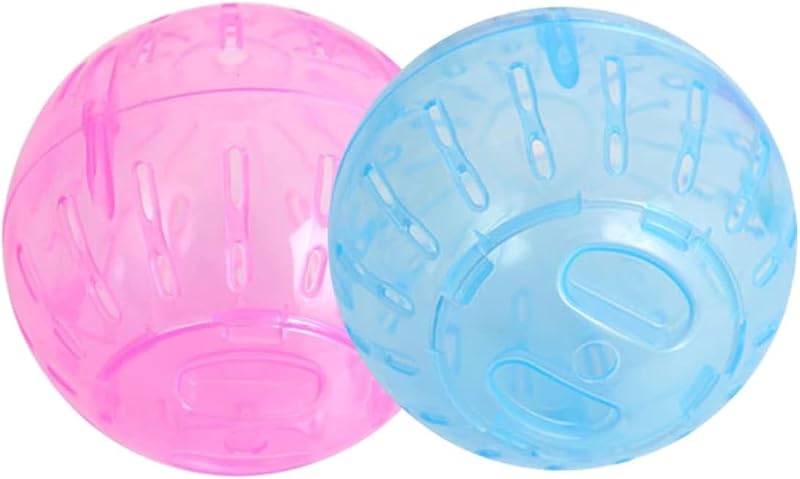 Bolas de Exercício para Hamster Anão e Gerbil em Plástico Transparente Junfamilee, Azul e Rosa, Pacote com 2