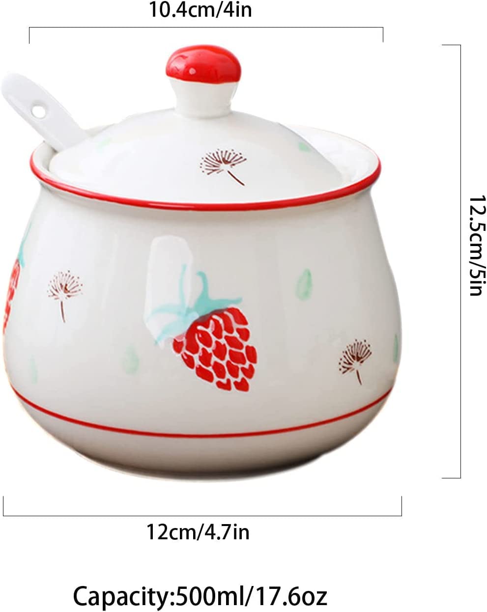 Azucarero de cerámica, jarra for crema, azucarero retro nórdico con tapa, tarro de almacenamiento con patrón dibujado a mano, azucarero de porcelana, tarro de especias, for cafetería, restaurante, azu