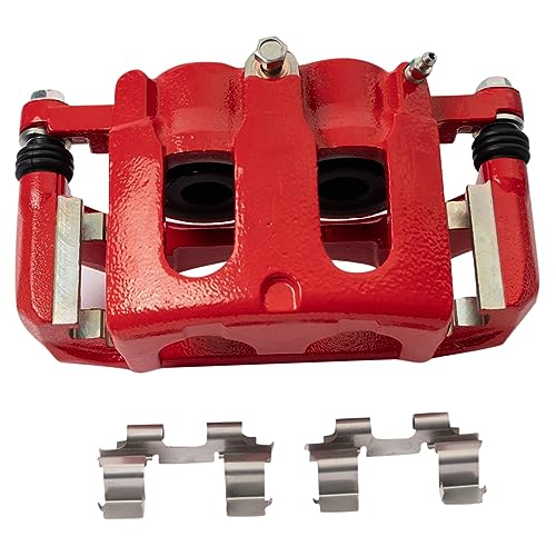Image of TRQ Front Driver and Passenger Side Brake Caliper Set Caliper Brackets Hardware Compatible with 11-12 Ford Explorer 13-18 Explorer with Standard Duty Brakes 12-18 Taurus Limited